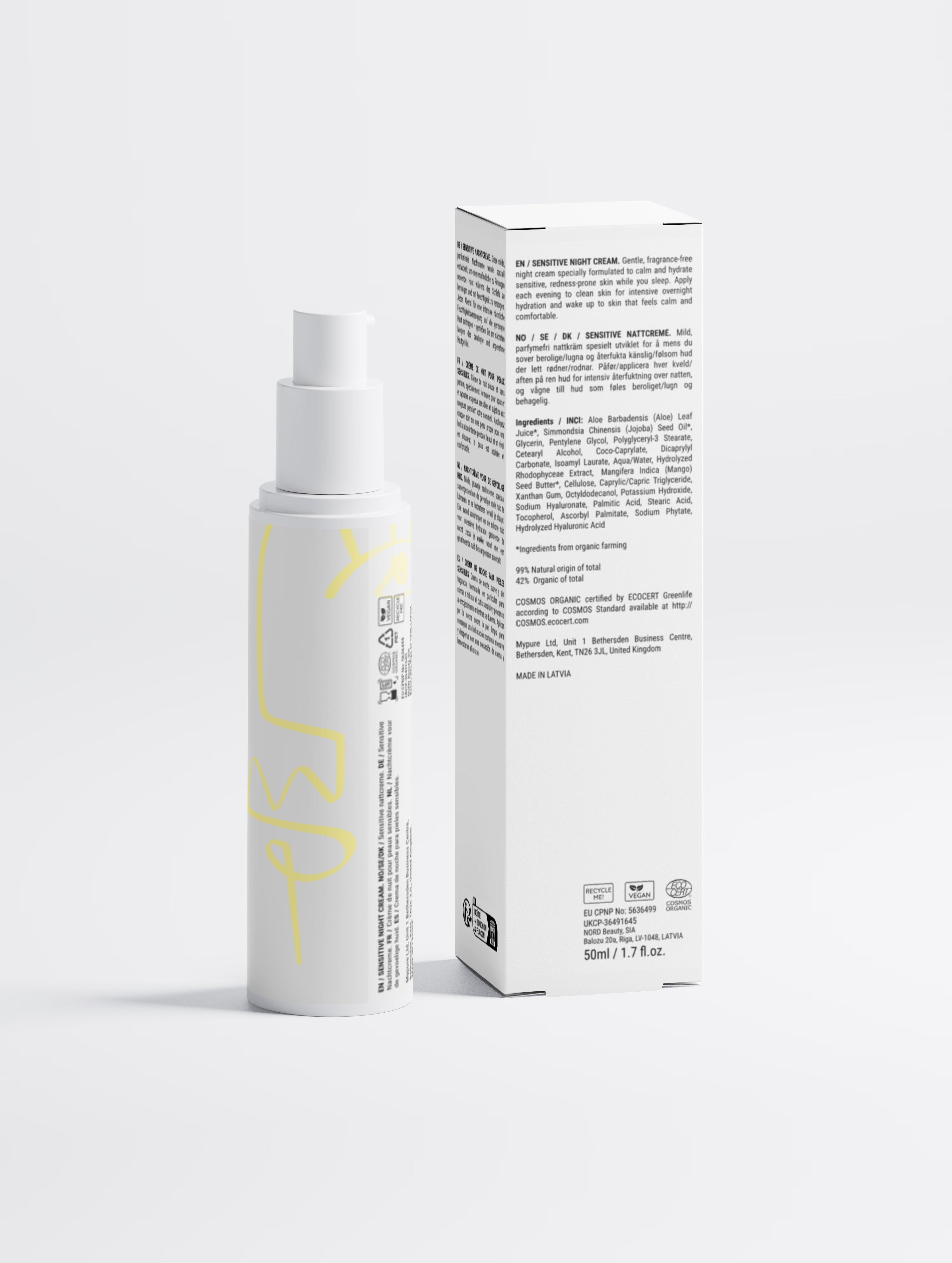 Crème de nuit pour peaux sensibles, sans parfum